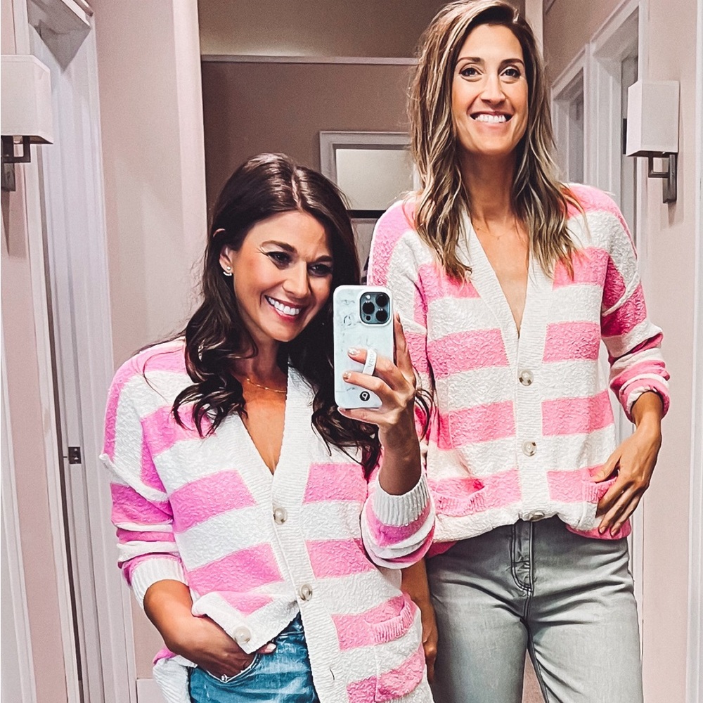 Loft Pink Striped cardigan